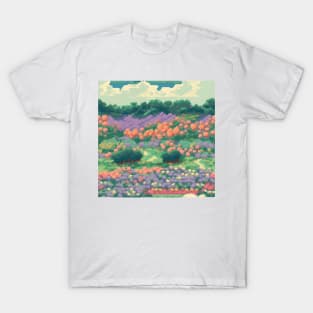 Pixel Art Forest And Meadow Landscape Painting T-Shirt